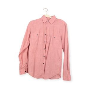 J. Crew Mens Red Long Sleeve Button Front Collar Shirt Size S